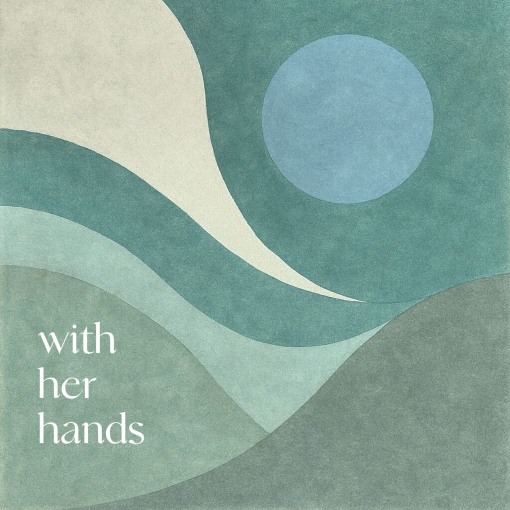 with her hands
